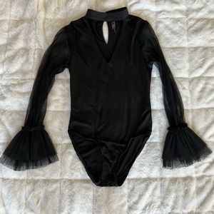 Black Mesh Sleeved Bodysuit